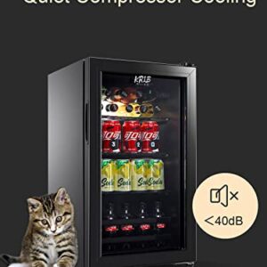 KRIB BLING Beverage Refrigerator 120 Can Freestanding Beverage Cooler with Adjustable Shelving Glass Door for Beer Soda or Wine Perfect for Home Office or Bar Black (KB03-FLB-60)