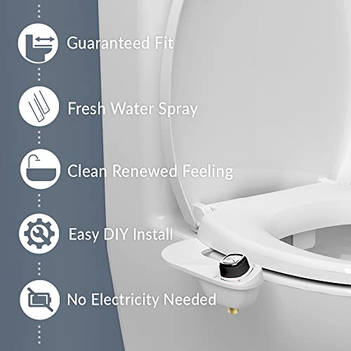 Bio Bidet by Bemis 500EC Toilet Seat with Perfect Fit, Fresh Water Spray, Non-Electric, Easy to Install Bidet, ROUND, Dresden Blue