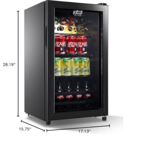 KRIB BLING Beverage Refrigerator 120 Can Freestanding Beverage Cooler with Adjustable Shelving Glass Door for Beer Soda or Wine Perfect for Home Office or Bar Black (KB03-FLB-60)