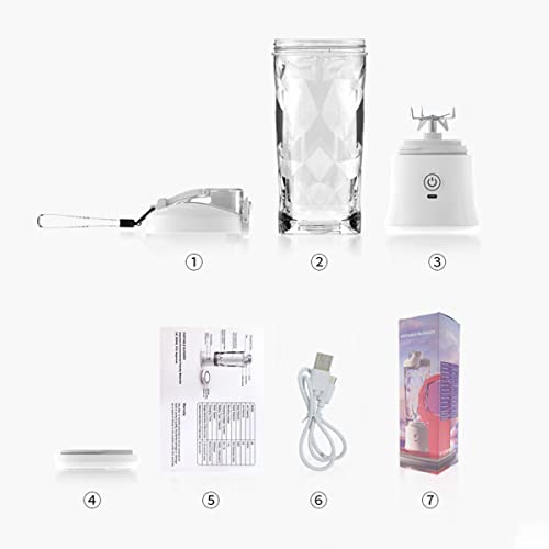 ABHI 600ML/20oz Portable Blender with Lanyard & Bottom Cover Drinking Spout 6 Stainless Steel Blades Juice Mixer Machine Type C Recharging Smoothie Vegetables Fruits Mixing Juicer - White