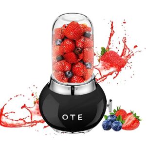 ote blenders for kitchen, blender for shakes and smoothie with 14 oz high boron glass container to-go cups 400ml, bpa free, 20000r/m, removable blade personal portable blender -black