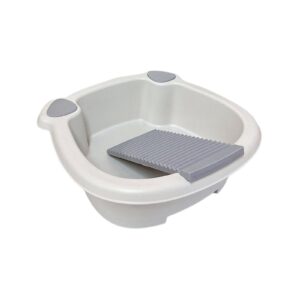 gralara laundry wash basin with washboard, washing clothes bucket hand wash board basin for laundry japanese laundry tub for t shirt, underwear, gray