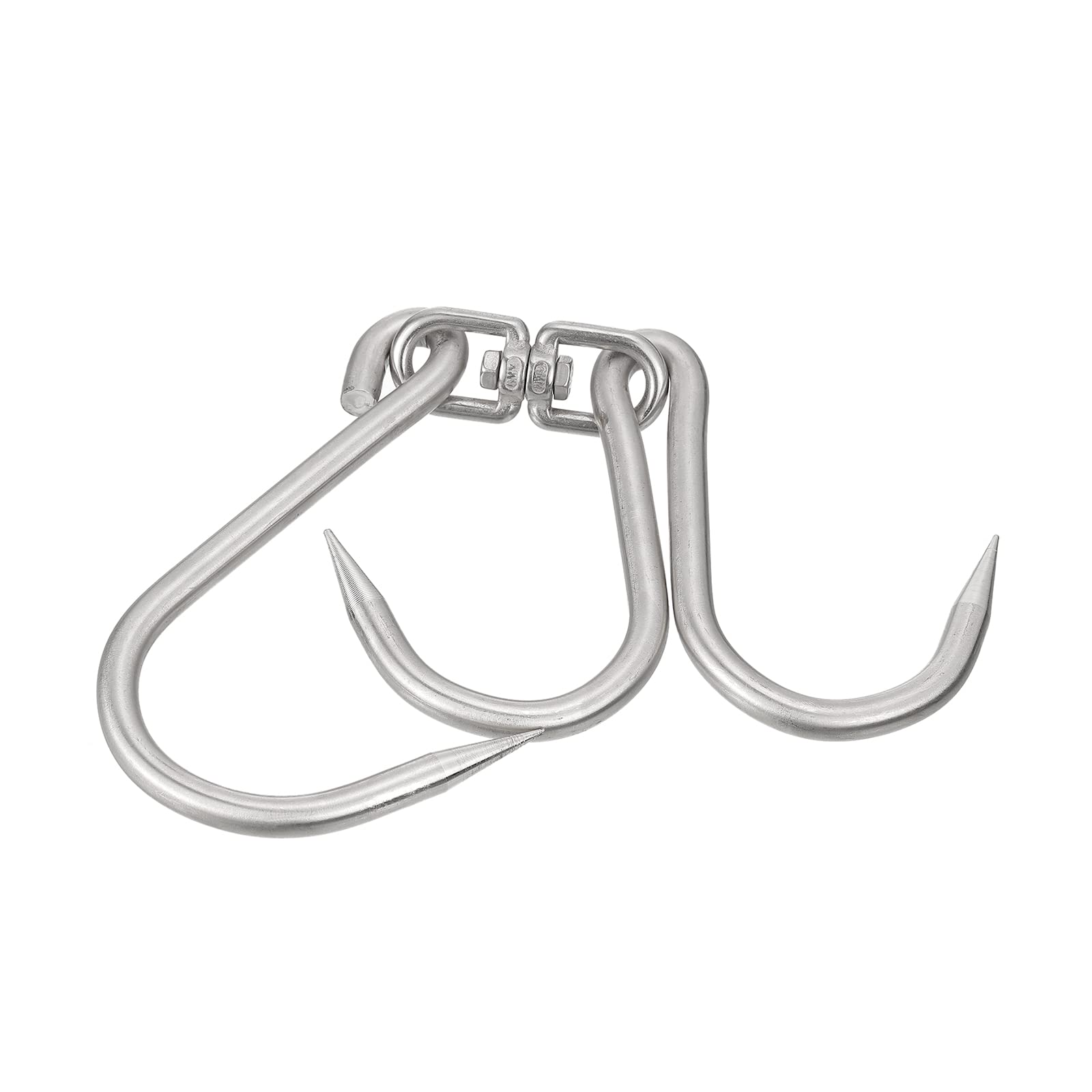 uxcell 12.8'' Double Meat Hooks, 0.39'' Thickness Stainless Steel Swivel Meat Hook for Hanging Drying Smoking Meat Products