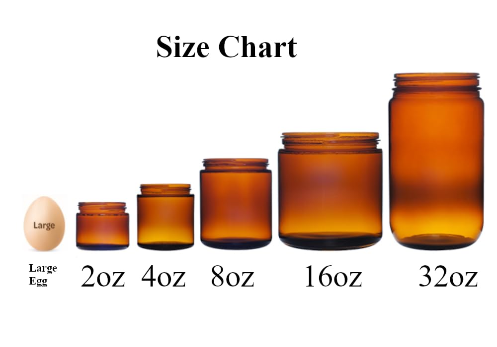 4oz Amber Glass Jar With Lids - FDA COMPLIANT Glass, BPA Free - Small Travel Container Jars - Perfect Filling For Lotion, Moisturizer, Medicine, Pill, Face Cream, Mask - 2 packs