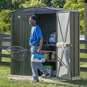 Scotts 6' x 3' x 6' Garden Storage Cabinet, Compact Outdoor Lockable Metal Shed Kit for Backyard, Patio, and Lawn