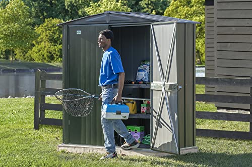 Scotts 6' x 3' x 6' Garden Storage Cabinet, Compact Outdoor Lockable Metal Shed Kit for Backyard, Patio, and Lawn