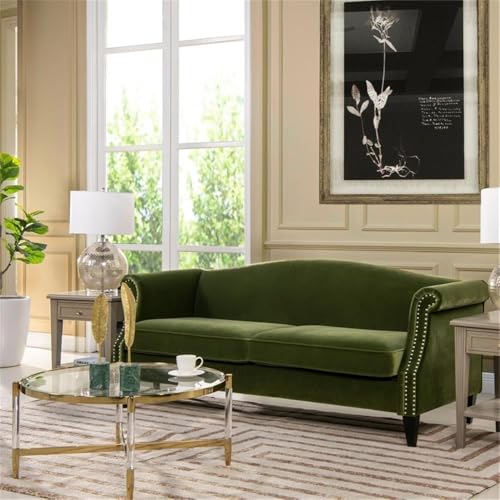 Jennifer Taylor Home Elaine 77" Camel Back Small Space Sofa Olive Green Performance Velvet