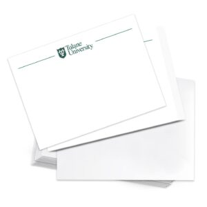 tulane university 10 pack notecards stationery cardstock green wave includes envelopes memo party thank you (notecard 1b)