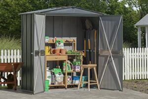 scotts 6' x 3' x 6' garden storage cabinet, compact outdoor lockable metal shed kit for backyard, patio, and lawn