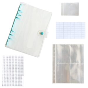 mollensiuer 1pc diamond-paint beads storage book diamond-paint tools kit diamond-paint storage diamond container with pockets, self-sealing bags, binder pockets, diamond-paint number stickers, blue