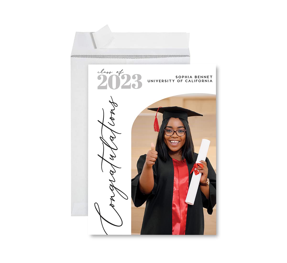 Andaz Press 8.5"x11" Personalized Jumbo Graduation Photo Card with Envelope, Class Of 2024 Custom Congrats Card for Him Her, High School, College, Grad Med School, Nursing, Minimal Arch Greeting Card