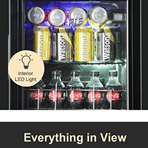 KRIB BLING Beverage Refrigerator 120 Can Freestanding Beverage Cooler with Adjustable Shelving Glass Door for Beer Soda or Wine Perfect for Home Office or Bar Black (KB03-FLB-60)