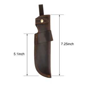 Belt Knife Sheath, Knife Holster for 5 inch Blade Knife, Horizontal Knife Sheath for Belt EDC Knife Holster Belt, Compact Draw Knife Holster,Darkbrown