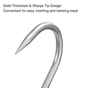 uxcell 12.8'' Double Meat Hooks, 0.39'' Thickness Stainless Steel Swivel Meat Hook for Hanging Drying Smoking Meat Products