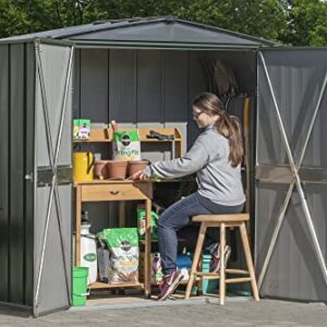 Scotts 6' x 3' x 6' Garden Storage Cabinet, Compact Outdoor Lockable Metal Shed Kit for Backyard, Patio, and Lawn