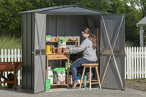 Scotts 6' x 3' x 6' Garden Storage Cabinet, Compact Outdoor Lockable Metal Shed Kit for Backyard, Patio, and Lawn