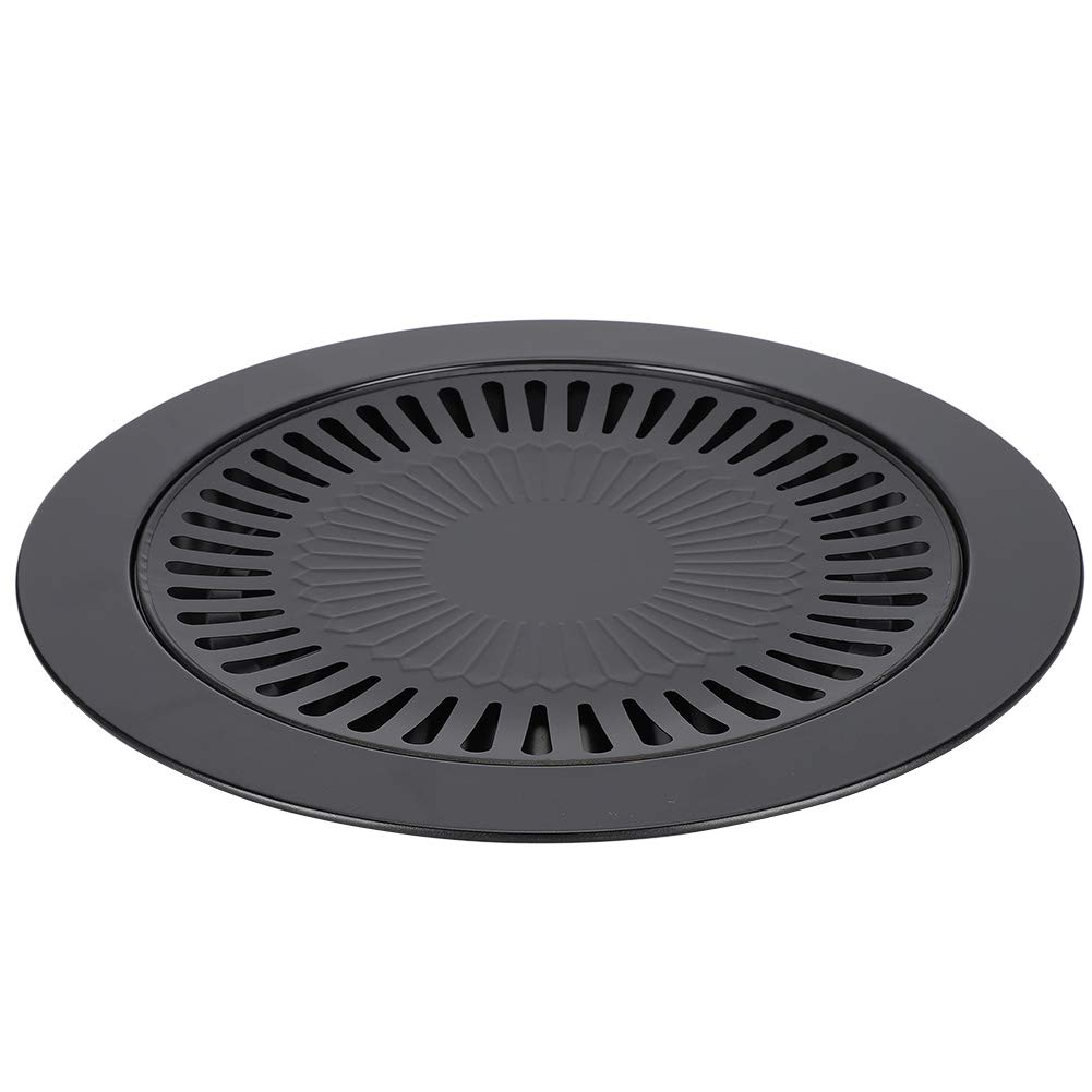 Korean BBQ Grill Plate BBQ Grill Rack Grills Portable Non Stick Tray Barbecue Household Barbecue Pan Smokeless Round Nonstick Baking Tray BBQ Roasting Tray Kitchen Utensils