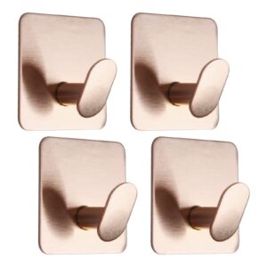 blagain wall hooks coat hook, stainless steel adhesive hooks heavy duty sticky,waterproof & rustproof towel hooks stick on bathroom or kitchen, 4-pack, rose gold