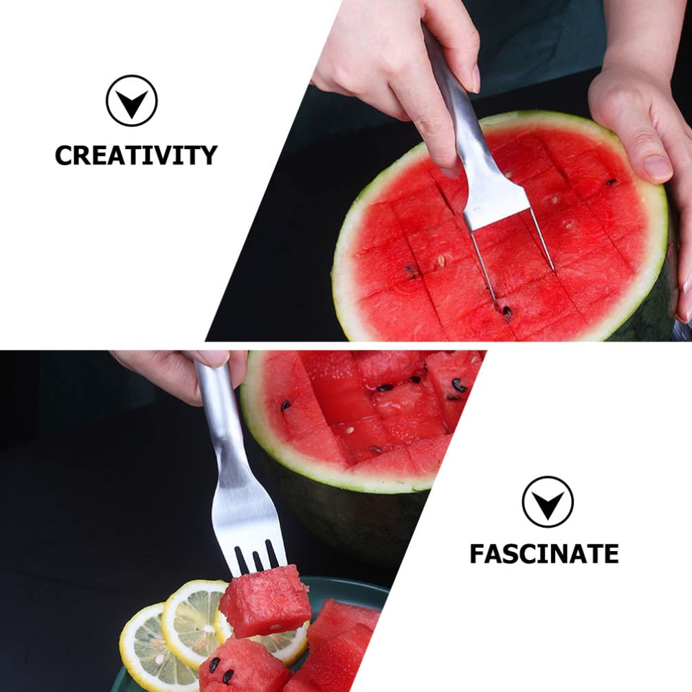 IMIKEYA 2PCS Watermelon Slicer Cutter：2-in-1 Watermelon Slicer Stainless Steel Watermelon Cutter Slicer Fruit Forks Slicer Knife for Kitchen Gadget