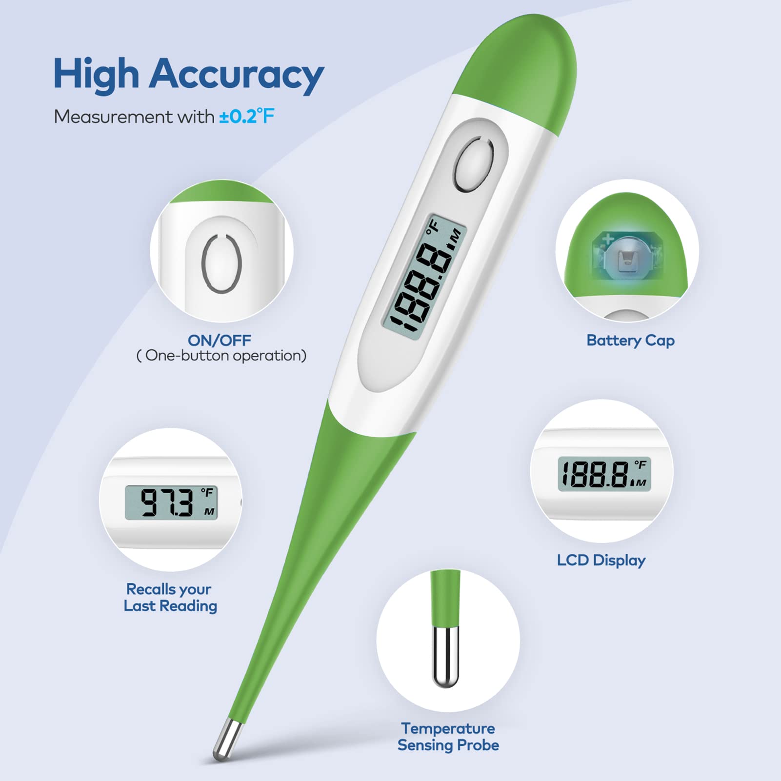 Bundle of Digital Oral Thermometer for Adults, Digital Thermometer