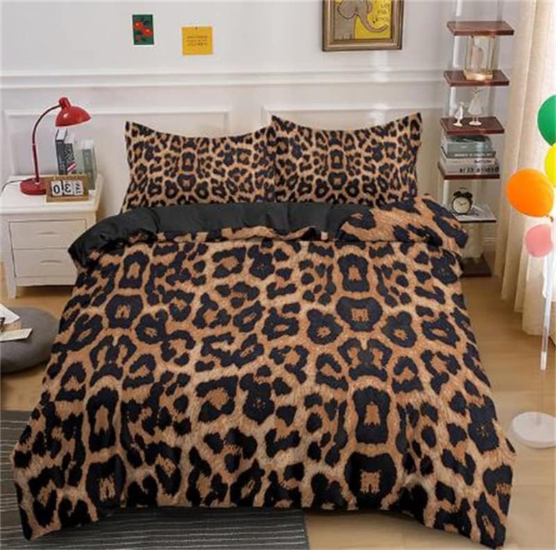 StarBlue-HGS Animal Leopard Print Cheetah Duvet Cover Set Mottled Pattern Jaguar Leopard Quilt Cover Twin Queen King Bedding Set Pillowcase Comforter Cover (King (U.S. Standard))