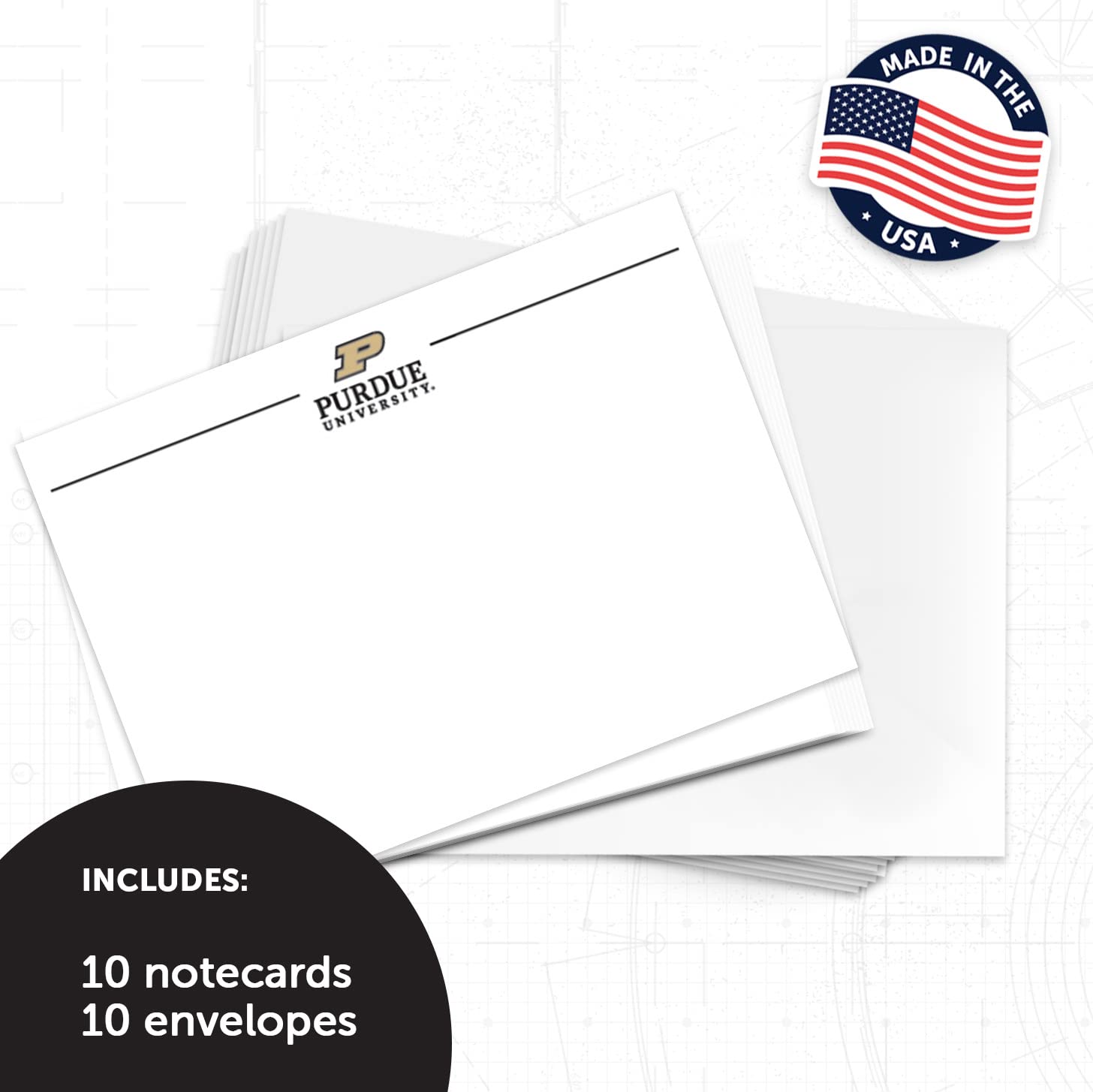 Desert Cactus Purdue University 10 Pack Notecards Stationery Cardstock Boilermakers Includes Envelopes Memo Party Thank You (Notecard 1a)