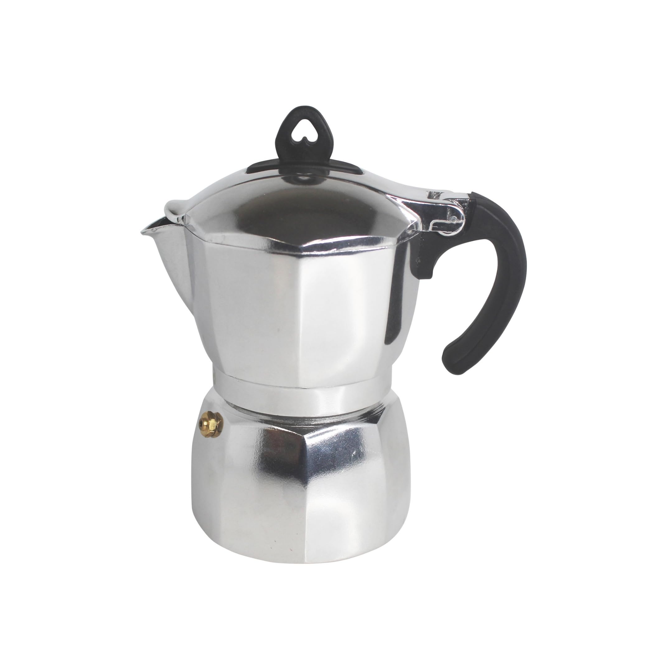 Imusa 3 Cup Stovetop Espresso Maker with Heart Shaped Knob, Silver