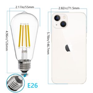 E ENERGETIC LIGHTING ST58/ST18, LED Filament Light Bulbs, 3CCT, 2700K/4000K/5000K,High Brightness, 7W, 60 W Equivalent,Classic Clear Glass, E26, 4 Pack