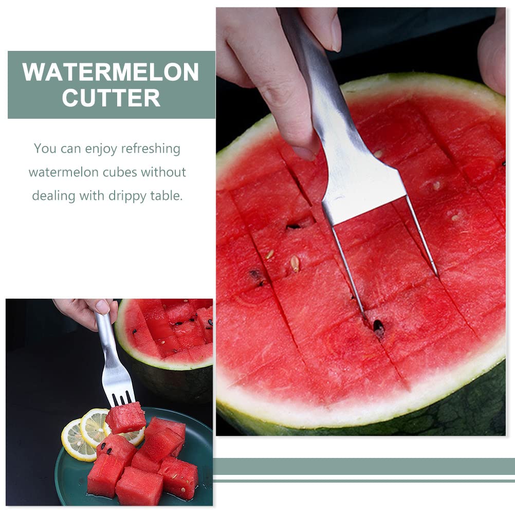 IMIKEYA 2PCS Watermelon Slicer Cutter：2-in-1 Watermelon Slicer Stainless Steel Watermelon Cutter Slicer Fruit Forks Slicer Knife for Kitchen Gadget