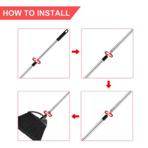 Merkaunis 8 Pcs Heavy Duty Commercial Broom Bulk 52 Inch Indoor Outdoor Broom with Long Handle Heavy Duty Angle Broom with Four-Section Telescopic Rod for Garden Garage House Kitchen Office Floor