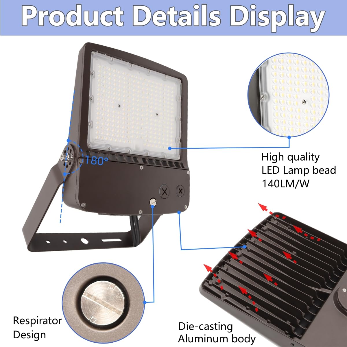 200W Dimmable Outdoor LED Flood Light with Dusk to Dawn Photocell, 5000K Daylight 28000LM 100-277V, UL/DLC IP65 Waterproof Big Power LED Stadium Lighting for Flagpole/Advertising Boards/Parking Lot