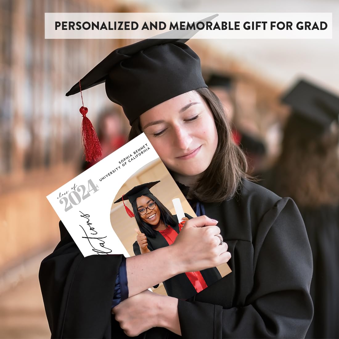 Andaz Press 8.5"x11" Personalized Jumbo Graduation Photo Card with Envelope, Class Of 2024 Custom Congrats Card for Him Her, High School, College, Grad Med School, Nursing, Minimal Arch Greeting Card