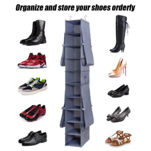 JIAMI HOME Shoe Rack Closet Hanging Boot Organizer for Closet Shoes Organizer Hanging Shoe Boots Storage Holder Shoe Closet Organizer, 10-Shelf 4 Pockets