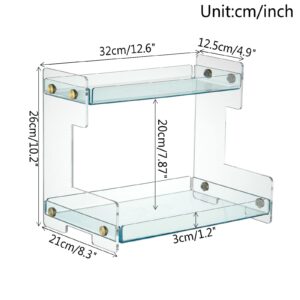 Clear Bathroom Countertop Organizer, 2 Tier Standing Counter Organizer, Bathroom Organizer Shelf Cosmetic Storage Holder (Acrylic) SHUNLI