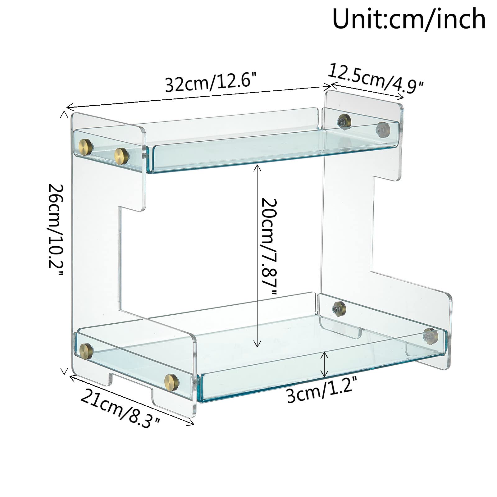 Clear Bathroom Countertop Organizer, 2 Tier Standing Counter Organizer, Bathroom Organizer Shelf Cosmetic Storage Holder (Acrylic) SHUNLI