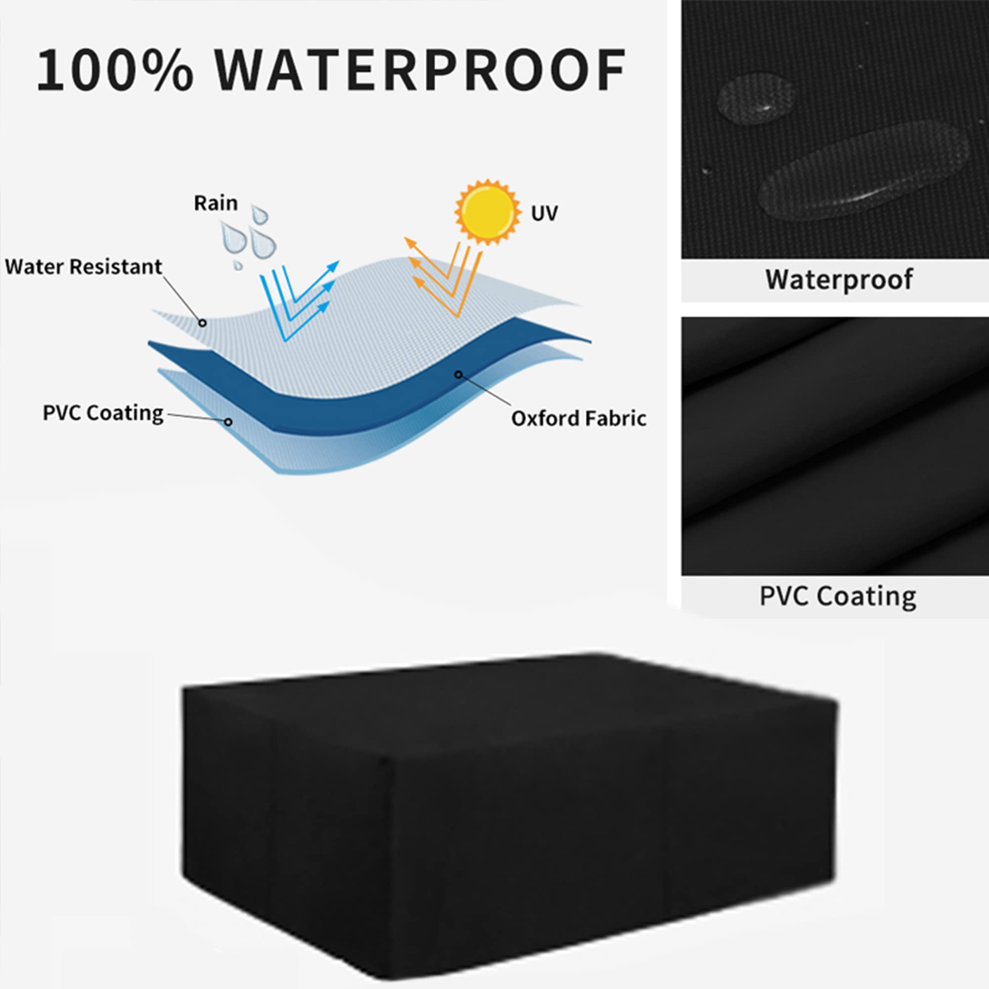 Patio Furniture Covers Waterproof Cushion Covers for Outdoor Furniture Sofa Cover Table Cover Lounge Chair Covers Outdoor Furniture Covers Black (67x37x27.5 inch)