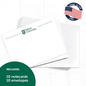 Tulane University 10 Pack Notecards Stationery Cardstock Green Wave Includes Envelopes Memo Party Thank You (Notecard 1b)