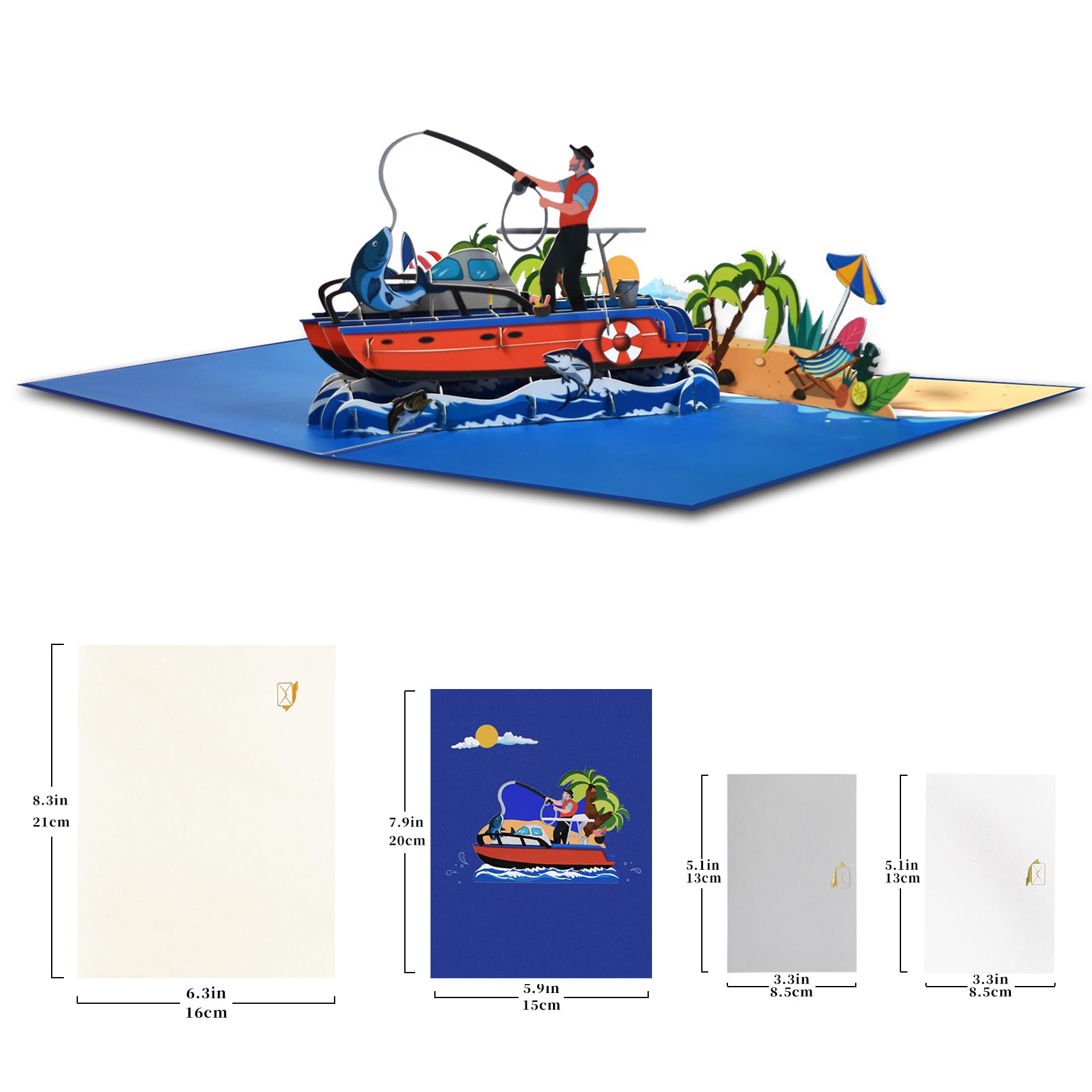 GREETING ART Fishing Pop-Up Greeting Card, Ideal for Father's Day, Birthday, Retirement, Fisherman Gift