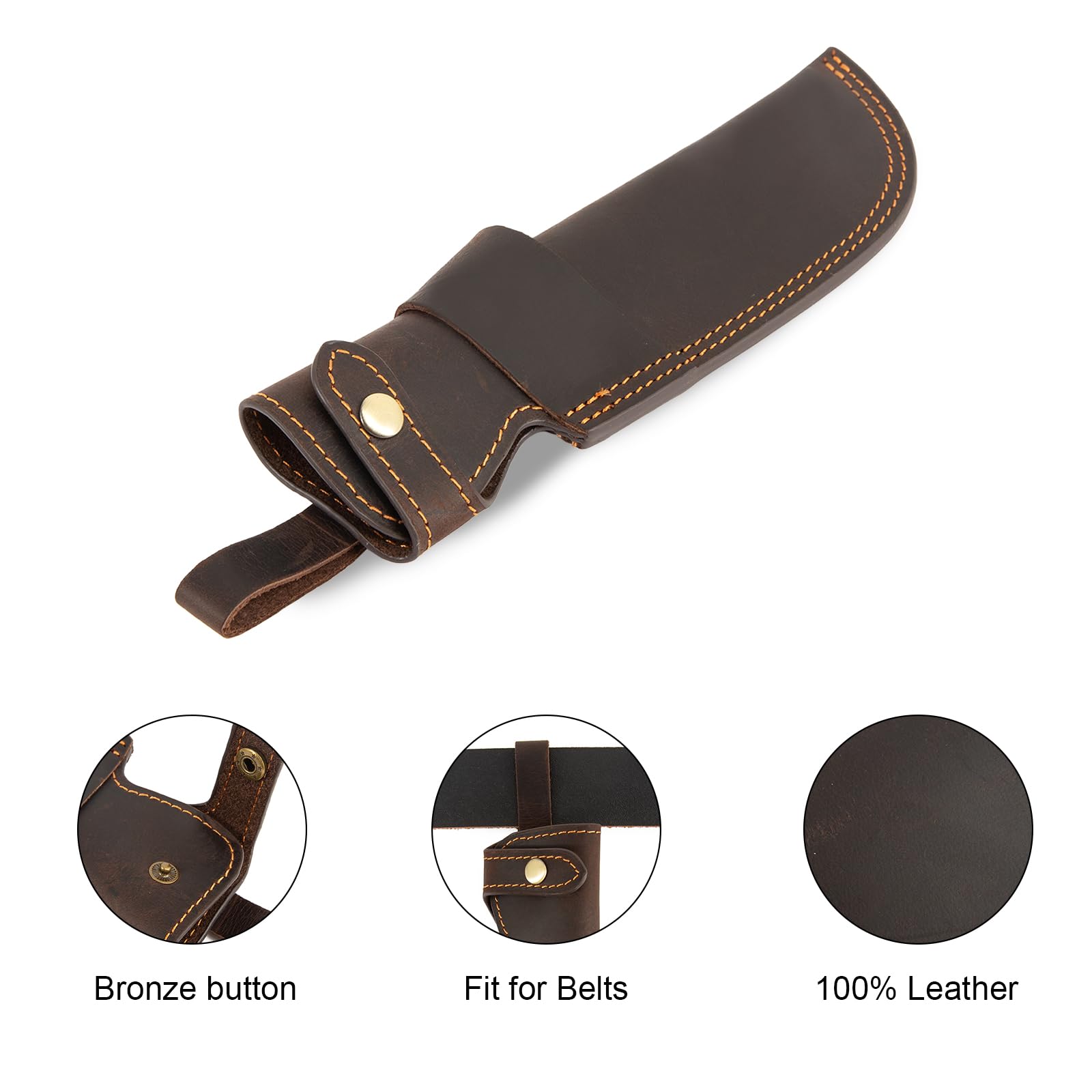 Belt Knife Sheath, Knife Holster for 5 inch Blade Knife, Horizontal Knife Sheath for Belt EDC Knife Holster Belt, Compact Draw Knife Holster,Darkbrown