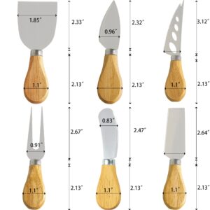 Yeeper Tiny Cheese Knife Sets, 6 PCS Wooden Cheese Knives for Cheese Charcuterie Board Utensils, Stainless Steel Cheese Slicer, Cheese Cutter, Cheese Knife, Cheese Fork