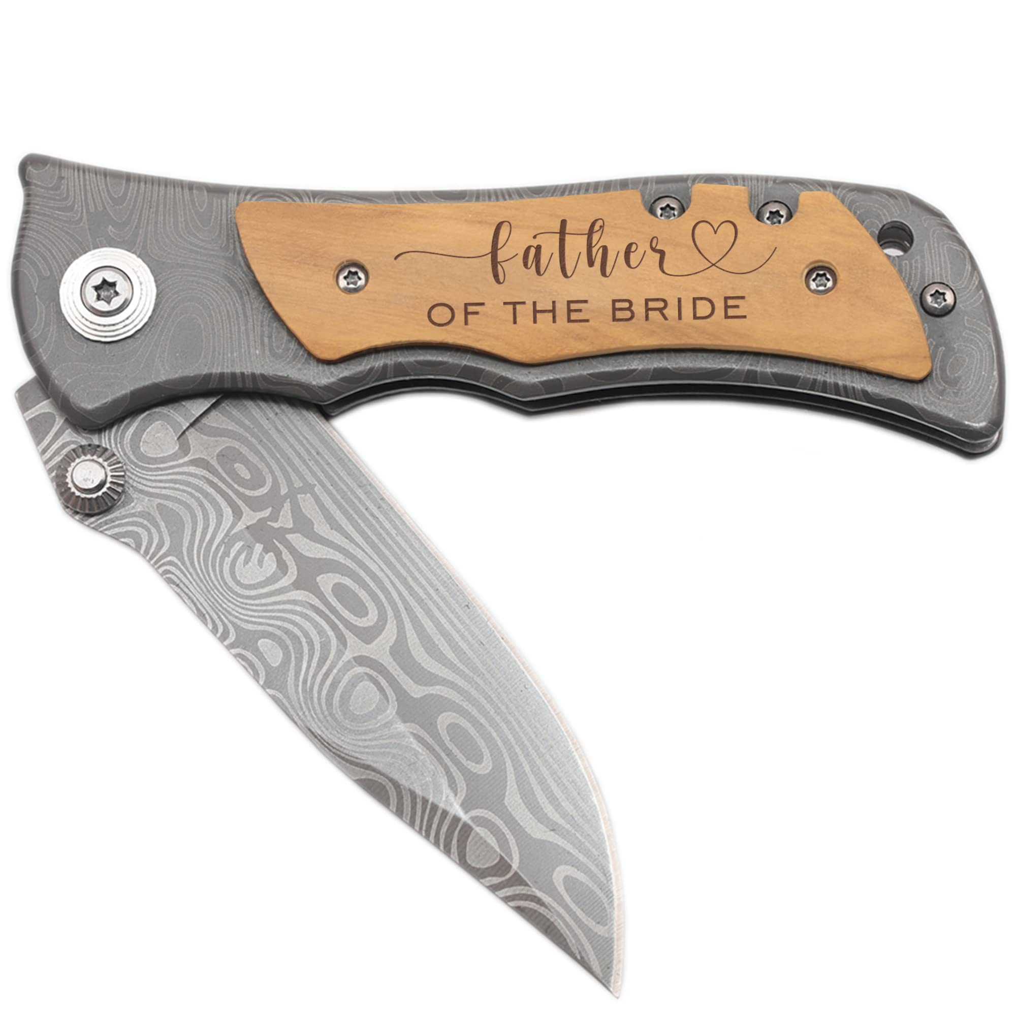 XJF Engraved Pocket Knife Gift for Father of The Bride, Wedding Gift for Father of The Bride from Groom Bride, Dad Wedding Gifts from Daughter