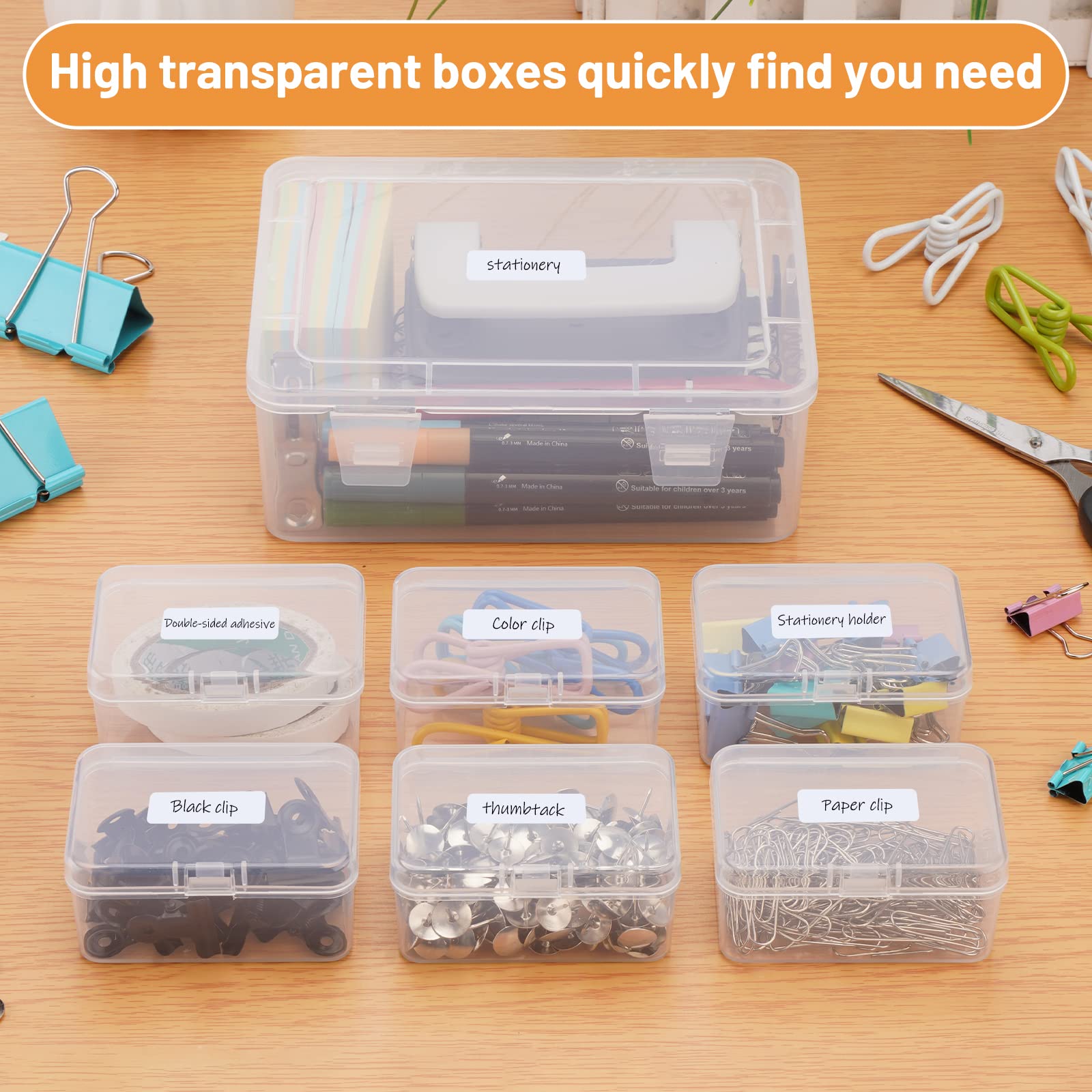 Mathtoxyz Small Bead Organizers and Storage, Clear Bead Storage Containers Rectangle Bead Holder Plastic Cases Transparent Boxes for Nail DIY Craft Making Jewelry Battery Screw