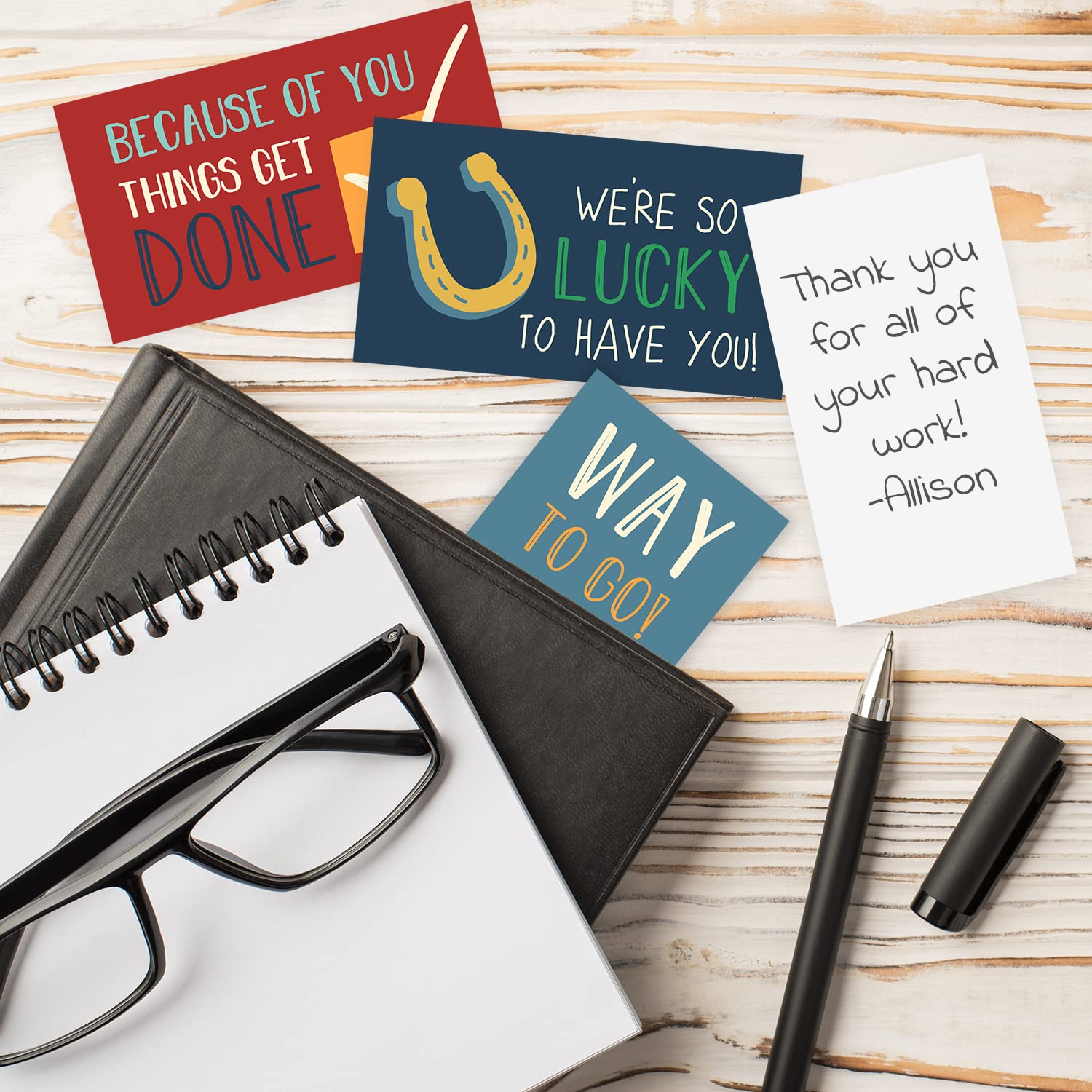 Workplace Appreciation Encouragement Cards / 50 Motivational Kindness Cards / 25 Gratitude Quote Designs For Employees/Small 2" x 3.5" Business Card Size