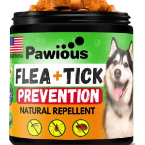 Flea and Tick Prevention for Dogs Chewables - Natural Dog Flea and Tick Control Supplement - Flea & Tick Chews for Dogs - All Life Stages - Made in USA