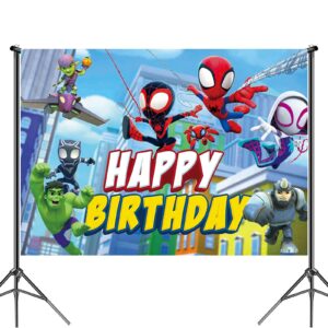 Spidey and His Amazing Friends Birthday Party Supplies, Superhero Birthday Party Decorations Theme, Include Happy Birthday Banner, Hanging Swirl, Backdrop, Tablecloth, Birthday Party For Kids