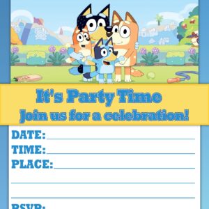 NATURAL BEHAVIOUR Set of 20 Playful Pup-Themed Happy Birthday Invitation Cards & Envelopes – Lightweight (240g), Postcard Style Invites for the Perfect Party Pack