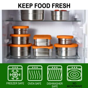 AORAKI Stainless Steel Containers with Lids, Lunch Box Container with Leak Resistant Silicone Lid, Food Storage Bento Box for Snacks, Sandwiches, Fruits, Vegetables, 25oz