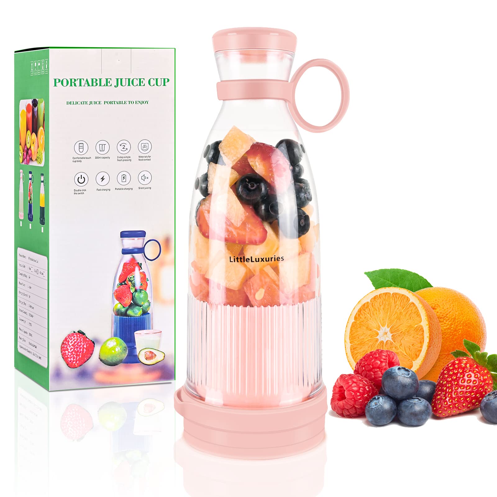 LittleLuxuries Portable Manual Food Blender, Pink