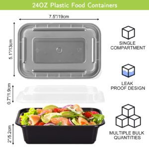 Moretoes 15 Pack Meal Prep Containers Reusable, Food Containers With Lids 24oz, 1 Compartment Food Storage Containers, Reusable Lunch Boxes Food Grade Bento Box, Microwave/Freezer/Dishwasher Safe