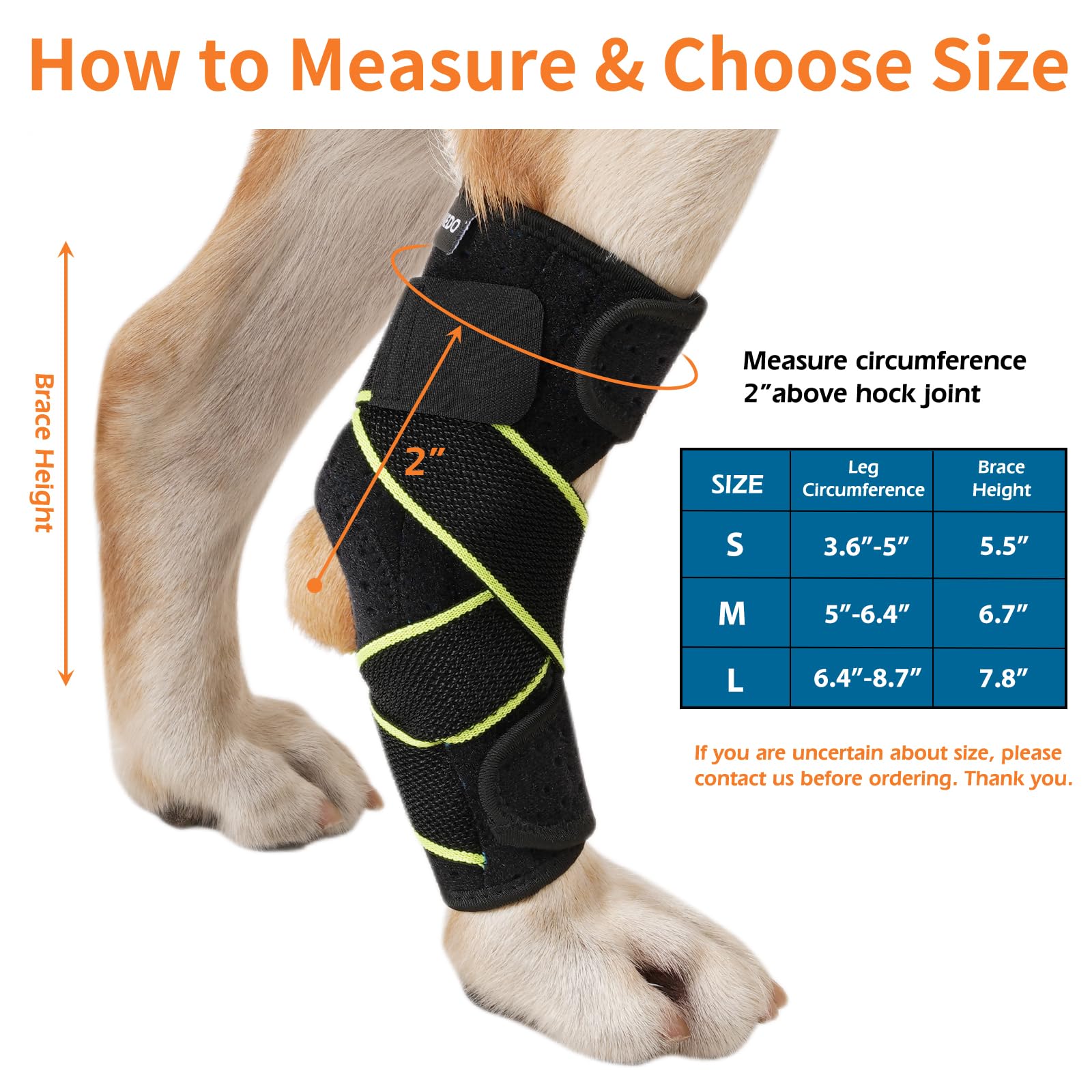 PETNEDO Dog Canine Rear Leg Hock Joint Brace for Medium and Large Dog, Compression Wrap with Straps & Metal Spring Strips Protects Wounds, Heals, Prevents Injuries and Sprains from Arthritis-S